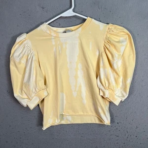 AllSaints gelbes Batikoberteil Damen klein Puffärmel - Bild 1 von 7