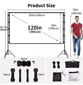 120" projector screen with stand Movie 16:9 HD Outdoor IndoorCamping - Picture 1 of 4