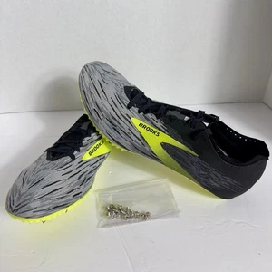 Brooks QW-K v4 Track Spikes Men Sz 10 US Black Volt Yellow Racing Sprint Shoes - Picture 1 of 19