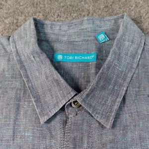 Tori Richard Shirt Men's XL Blue 100% Linen Resort Wear Island Hawaiian Beach - Picture 1 of 8