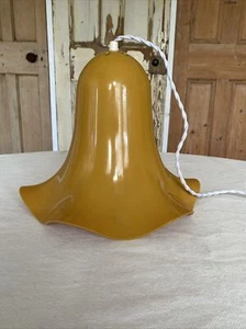 Vintage Mid Century Mustard Yellow Ceiling Pendant Lightshade - Picture 1 of 10