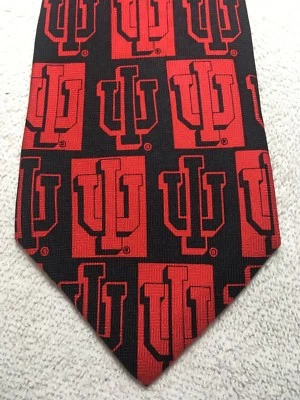 INDIANA UNIVERSITY MENS TIE RED AND BLACK 3.75 X 58 NWOT - Image 1 of 4