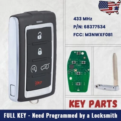 Llavero remoto sin llave para Jeep Grand Cherokee L Wrangler 2021-2024 M3NWXF0B1 Foto 1 de 4