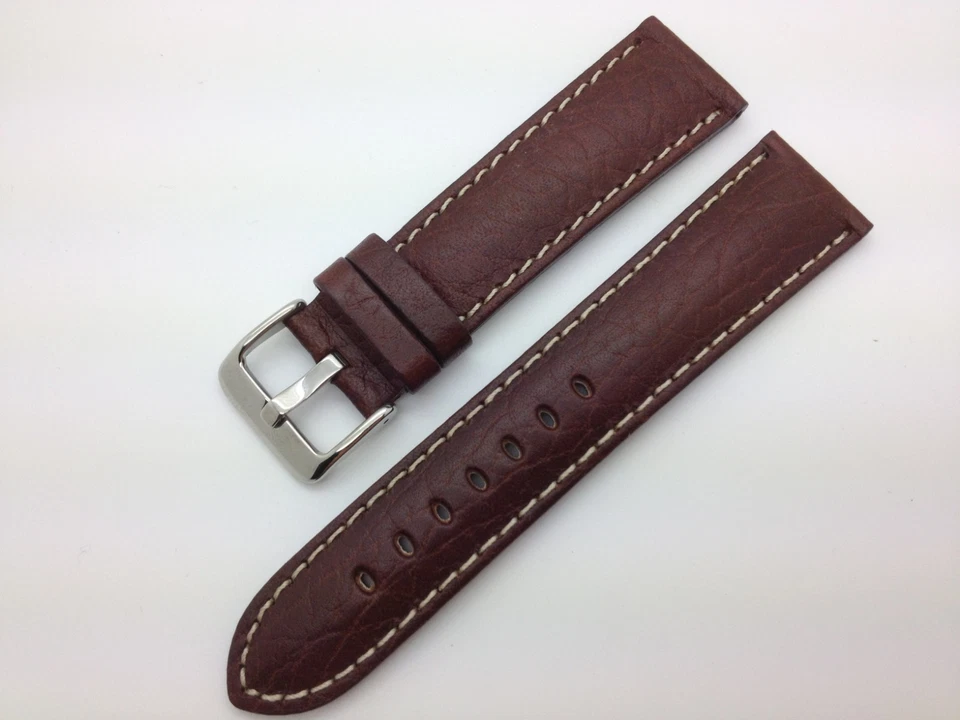 18mm up to 30mm MS906 Hadley Roma Genuine Leather Watch Band White Stitching - Image 1 of 1