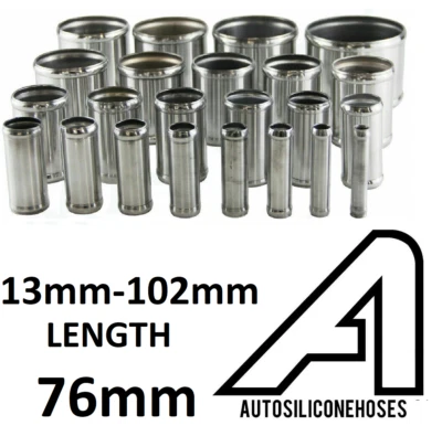 AUTOSILICONEHOSES Alloy Hose Joiners 76mm Metal Connector Swaged Aluminium Silicone Pipe 3 inches