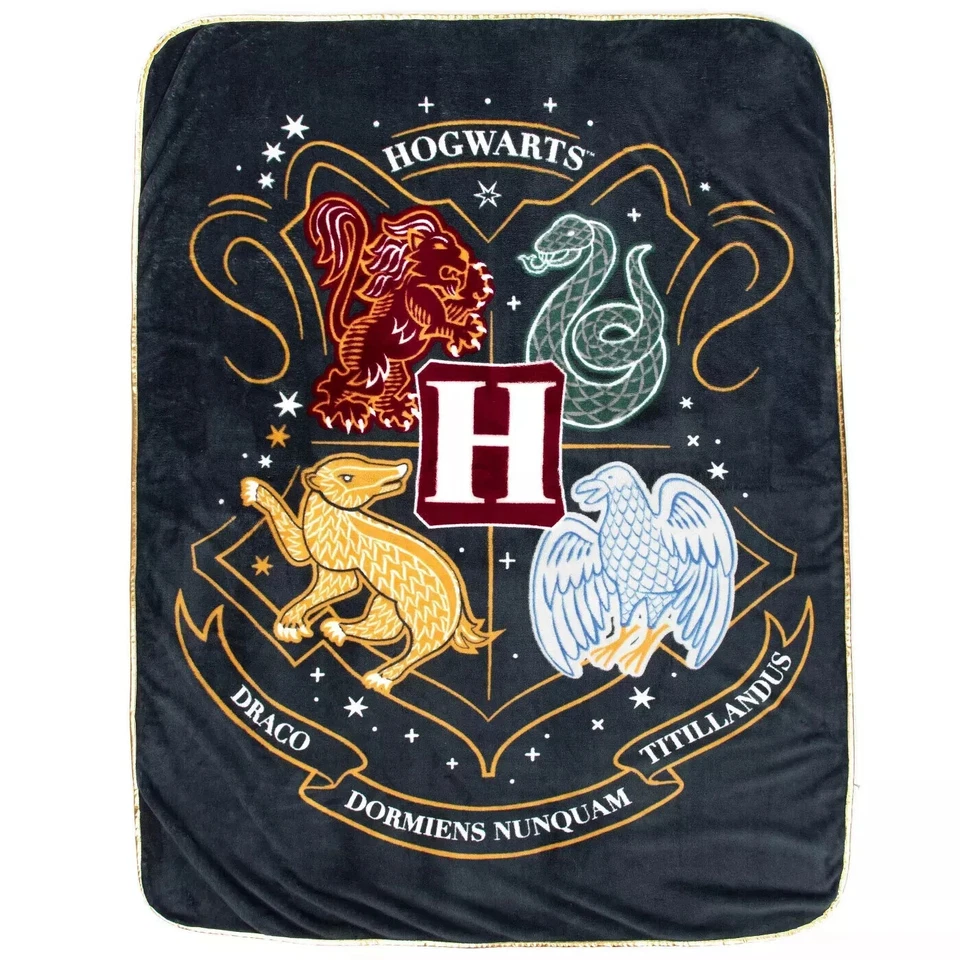 Manta verde Harry Potter Hogwarts Crest Silk Touch 46x60 Foto 1 de 4