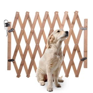 Wooden Freestanding Foldable Pet Gate Isolation Accordion Dog Fence Expandable - Picture 1 of 14