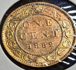 1882 H Canada Queen Victoria LARGE CENT “Great GOLD-TONED COLOR & DOUBLE CHIN! - Picture 1 of 4