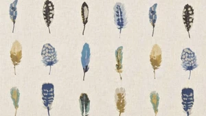 HARLEQUIN CURTAIN FABRIC DESIGN Limosa 0.55 METRE INDIGO/MUSTARD/STONE - Picture 1 of 6