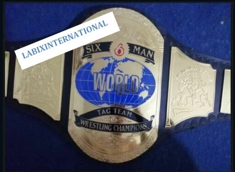 Six Man World Tag Team Wrestling Championship Belt Adult Size 2mm ZINC Cover