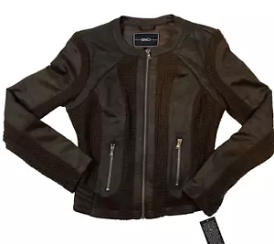 Chaqueta de Moto BNCI Texturizada Imitación Gamuza Cuero Crochet Cremallera Completa Marrón Talla M - Imagen 1 de 17