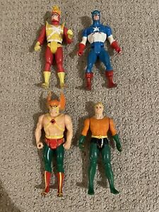 Vintage Kenner DC Marvel Action Figures - Firestorm Capt America Hawkman Aquaman