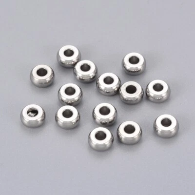 lot de 30 Perles intercalaires rondelles 6x3 mm en acier inoxydable