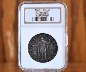 1930 Iceland 5K NGC MS65, 1000th Anniversary Althing, Awesome Coin Only 20K Made - Picture 1 of 2