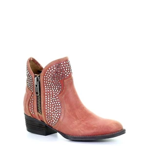 Circle G By Corral Ladies Orange-Red Studded Shortie Ankle Boots Q0125 - Picture 1 of 1