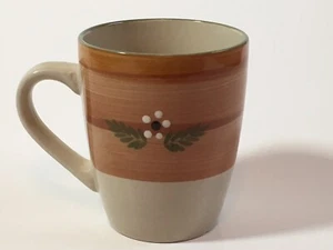 Pfaltzgraff Siena White Green Leaves Brown Coffee Cup Mug 4 1/4" Tall 3 1/4" D - Picture 1 of 2