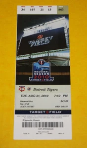 Minnesota Twins Ticket Stub | August 31 2010 | Miguel Cabrera Joe Mauer Hit - Picture 1 of 2