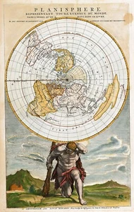 1715 Planisphere World Map Cassini Projection Louis Renard Flat Earth Art Poster - Picture 1 of 4