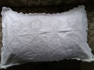 2 Leinen Spitze Kissenbezug Farbe weiß UND beige Größe 20 Zoll x 30 Zoll handgefertigt - Bild 1 von 1