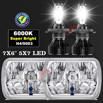 Pair 7X6" 5X7 LED Headlights For Freightliner FL50 FL60 FL70 FL80 MT35 MT45 MT55 Foto 1 de 4