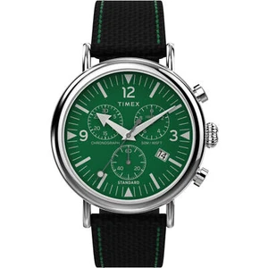 Timex Men's Watch Standard Chronograph Green Dial Black Fabric Strap TW2V43900 - Picture 1 of 3