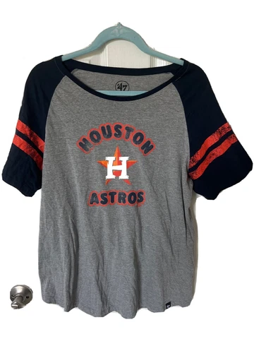 47 Brand Womens Gray Houston Astros Baseball Short Sleeve Tee Size X-Large Cover