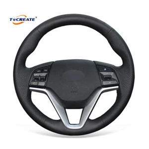 Cubierta de volante de cuero artificial negro para Hyundai Tucson 2016-2021 #AAXB - Imagen 1 de 10