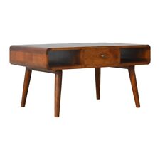 Mid Century Table coffee living room table curved Deco edge dark wood handmade