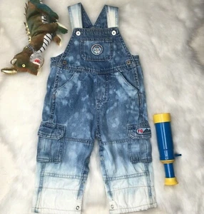 Faded Glory Baby 3 - 6 Monate Denim Jeans Splatter Acid Wash Ombre gebleicht Overall - Bild 1 von 11