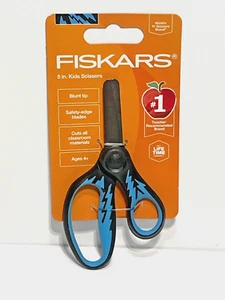 Fiskars Softgrip 5" Big Kids Tijeras Negro y Azul Nuevo Material Escolar Punta Roma NUEVO - Imagen 1 de 2