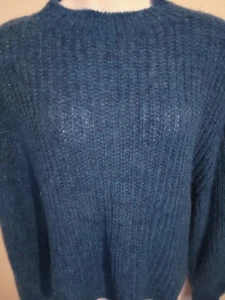 Happy X Nature Kate Hudson Damen XL Boxy Sweater Blau Pullover Ballonärmel - Bild 1 von 7