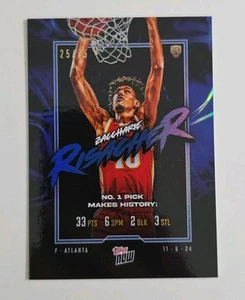 Topps Now Basketball 2024 - Card 005 - Zaccharie Risacher - Blue #/75 RC - Bild 1 von 2