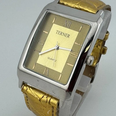 Terner Quartz Watch Men Silver Rectangle Singapore Movt Roman Analog New Battery - Image 1 of 4