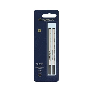 Waterman Rollerball Pen Refills Blister Pack Of 2 Bold Black Ink Cartridges - Picture 1 of 5