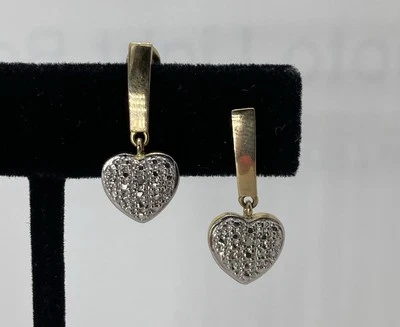 Pendientes colgantes de corazón de plata esterlina de diseñador Ross Simons oro vermeil Foto 1 de 3