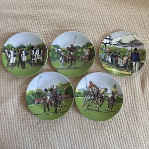 Philippe Deshoulieres Limoges France Porzellan Polo Reitteller Set 5 - Bild 1 von 8