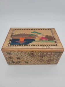 Vintage Fuji japanische Intarsien Holz Puzzle Box Intarsien Japan Glockenspiel Schublade - Bild 1 von 16