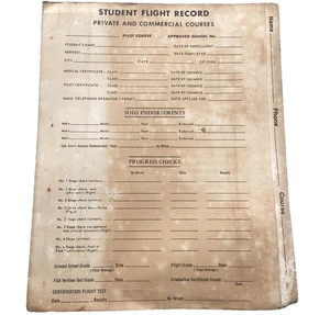 Ken Cook Transnational 1971 Student Flight Record Chart Folder Pilot Training - Picture 1 of 15
