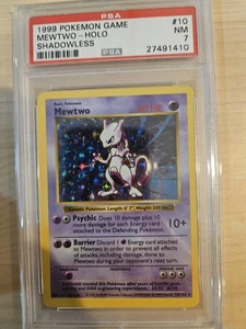 PSA 7 Pokémon TCG Mewtwo Base Set 10/102 Holo Shadowless Holo Rare - Picture 1 of 2
