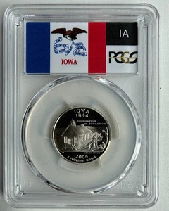 2004-S 25C Silver Iowa Quarter PCGS PR70DCAM (Flag Label) - Picture 1 of 2