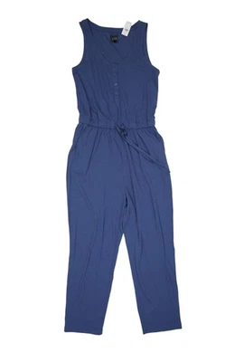 GAP Mono Mujer Pequeño Azul Cromo Sin Mangas Henley Cintura Elástica Cordón Foto 1 de 4