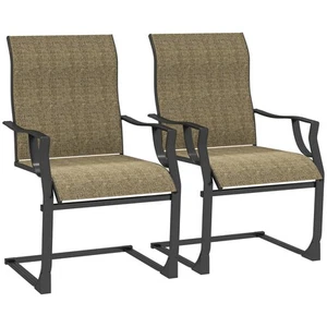 Outsunny Patio Dining Chairs Set of 2, C Spring Outdoor Chairs, Light Brown - Picture 1 of 11