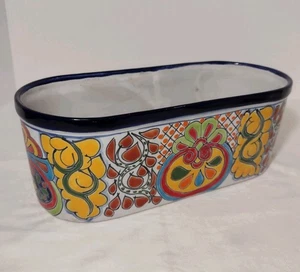 Talavera Mexican Pottery Planter 13" Long Oval Never Used - Picture 1 of 8