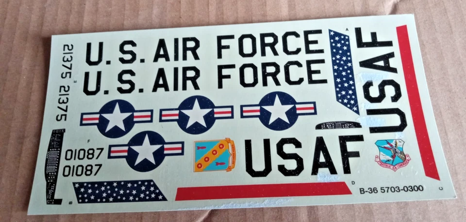 Monogram B-36 Peacemaker 1/72  Scale package # 25  decals only Read Desc - Image 1 of 1