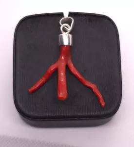 Collana corallo rosso Italia ciondolo corallo 100% naturale corallo ramo pendente - Foto 1 di 5