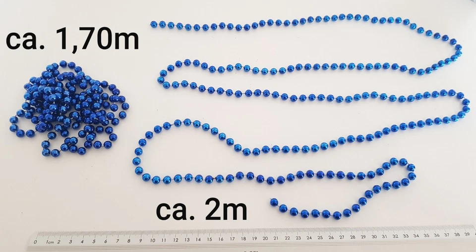 Geschenkband Perlen Kette Band Perlenkette Perlenband Kunststoff Deko Blau Glanz - Bild 1 von 1