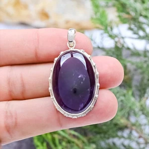 Colgante Amatista Hecho a Mano Plata de Ley 925 Corte Ovalado Joyería Regalo de San Valentín - Imagen 1 de 8