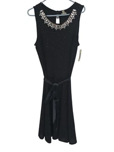 Haani Size 1X Dress Black Beaded Neckline Sparkly Sleeveless Cocktail NWT - Picture 1 of 5