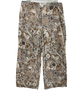 Pantalones Talbots Mujer Talla 12 Marrón Negro Floral Pierna Ancha Pantalones Informales Algodón - Imagen 1 de 10