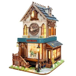 Cuckoo Cottage Clock Book Nook Mechanical 3D Wooden DIY Puzzles Miniature Kit - Picture 1 of 7